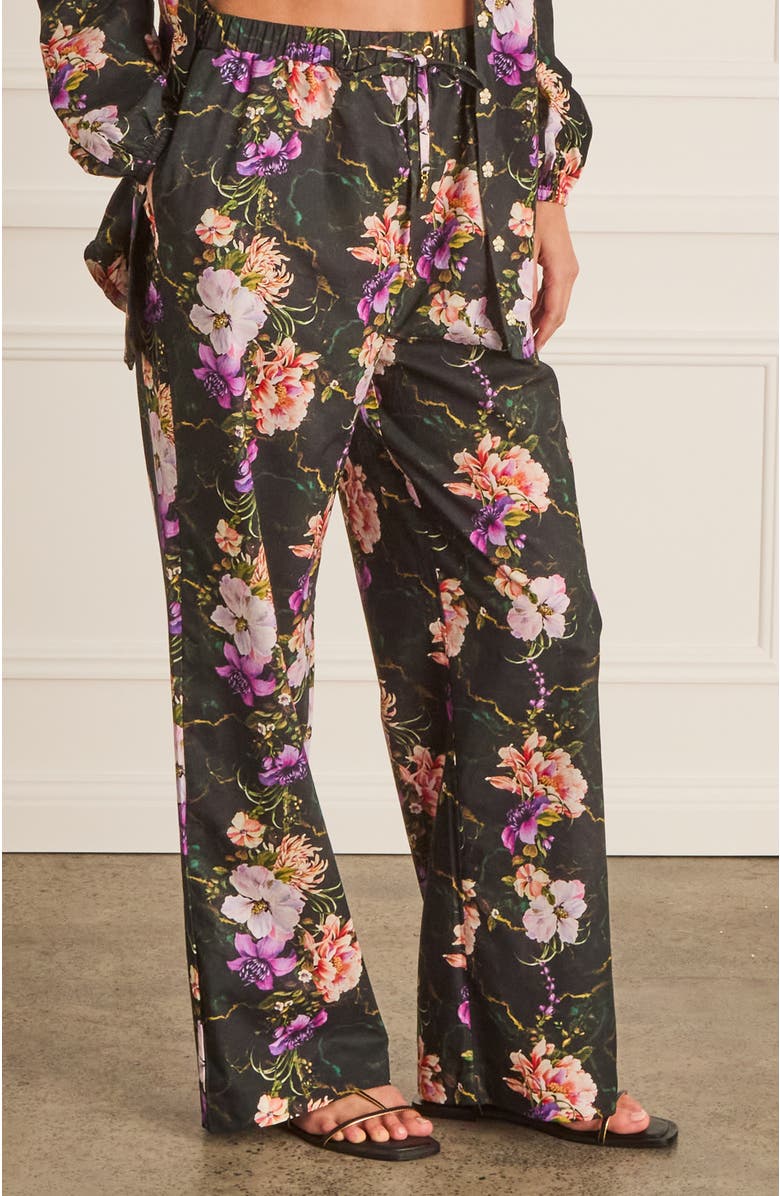 Aqua Blu High Waist Resort Pants, Alternate, color, Black Floral Print