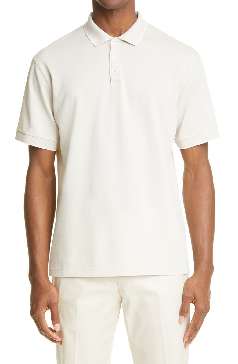 Giorgio Armani Tipped Short Sleeve Cotton Polo, Main, color,