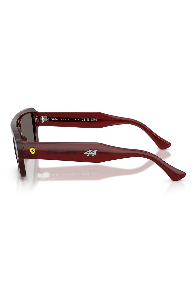 x Scuderia Ferrari Flacko 56mm Rectangular Sunglasses, Alternate, color, RED TRASPARENT / DARK GREY
