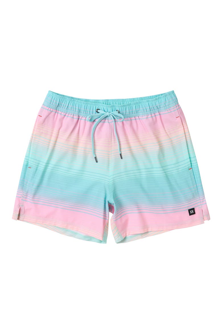 Oh Buoy 2N1 5-Inch Volley Swim Trunks, Alternate, color, HAZY STRIPE-AQUA