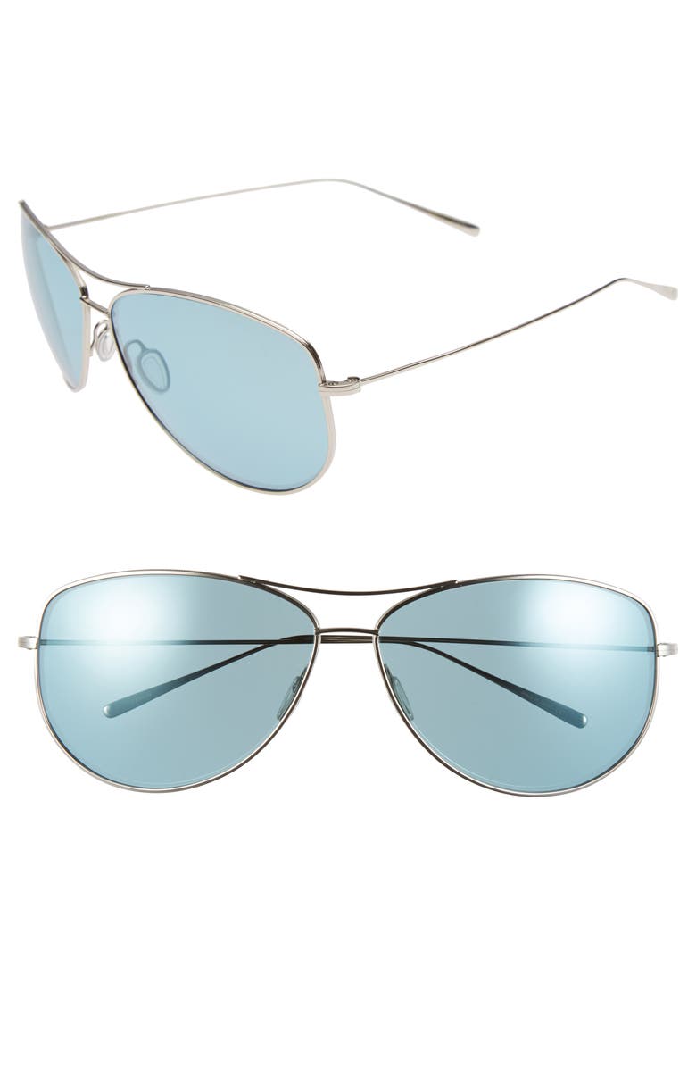 Oliver Peoples 'Kempner' 65mm Aviator Sunglasses, Alternate, color, 