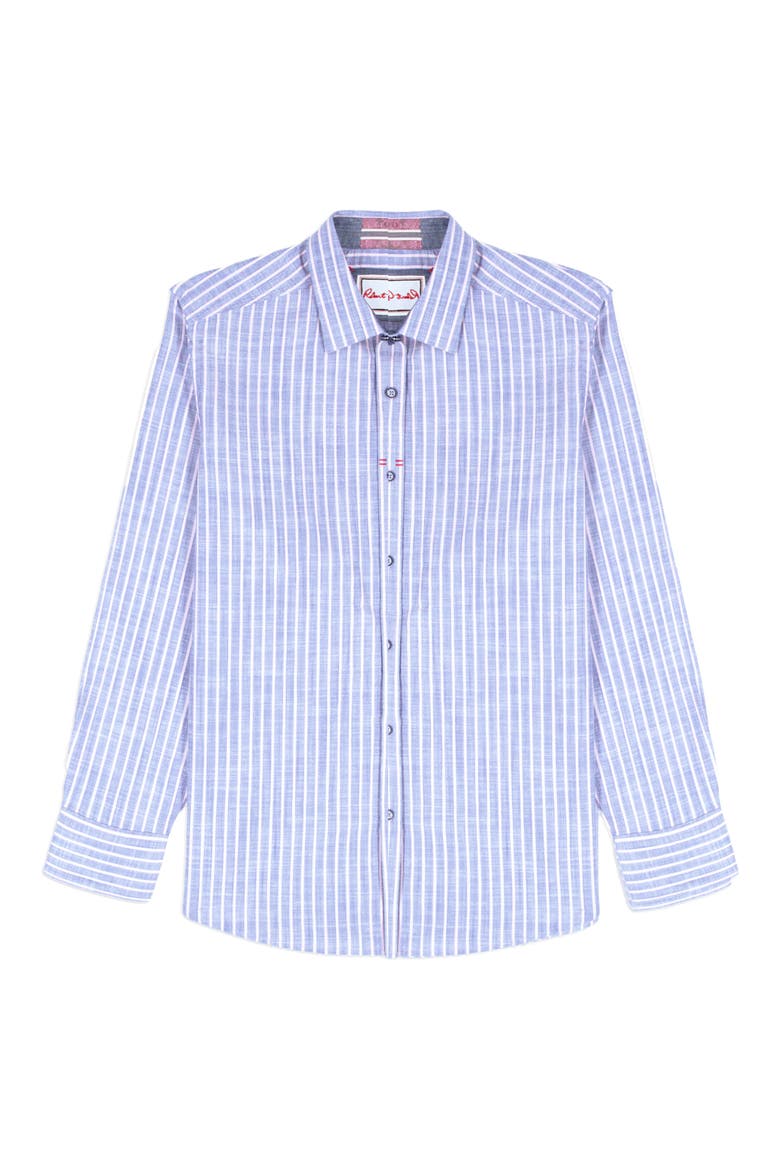 Fardella Stripe cotton button up, Alternate, color, INDIGO