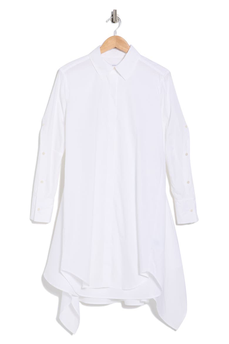 Tie Waist Cotton Shirtdress, Alternate, color, WHITE