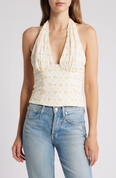 Floral Embroidered Halter Top