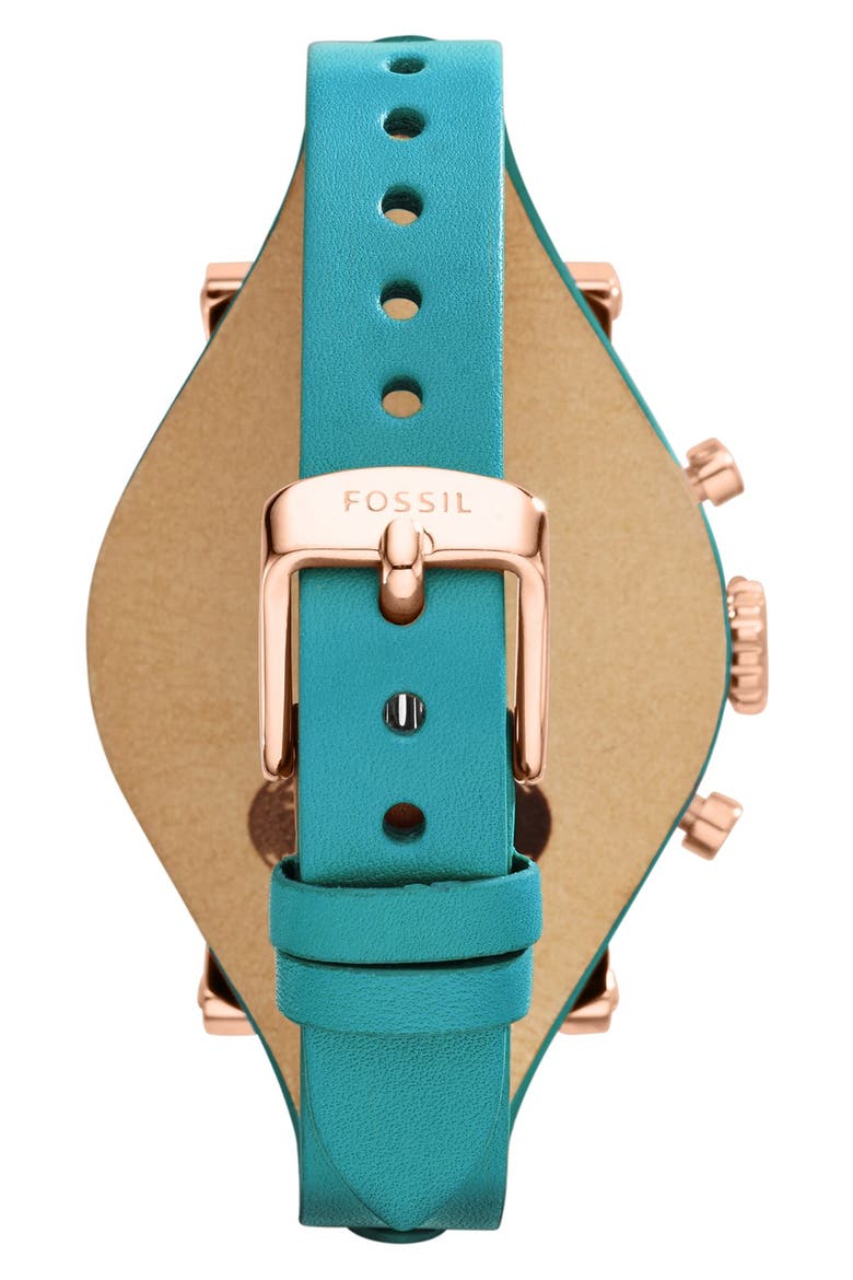 'Original Boyfriend' Chronograph Leather Strap Watch, 38mm, Alternate, color, BLUE/ ROSE GOLD