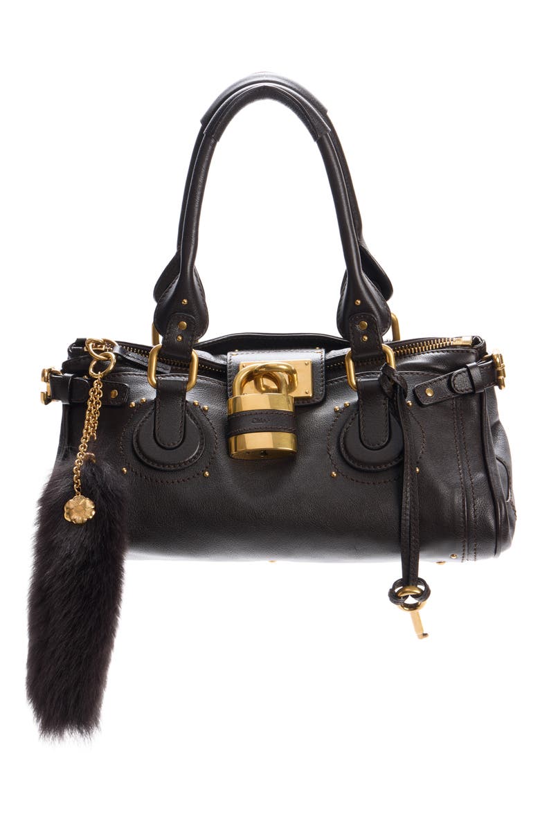 Chloé The Treasure Tails Genuine Shearling Bag Charm, Alternate, color, Dark Brown