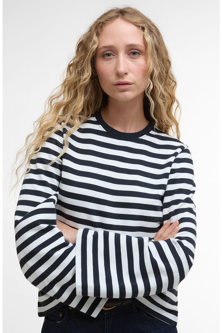 Robyn Stripe Flare Sleeve Sweatshirt, Alternate, color, DARK NAVY STRIPE
