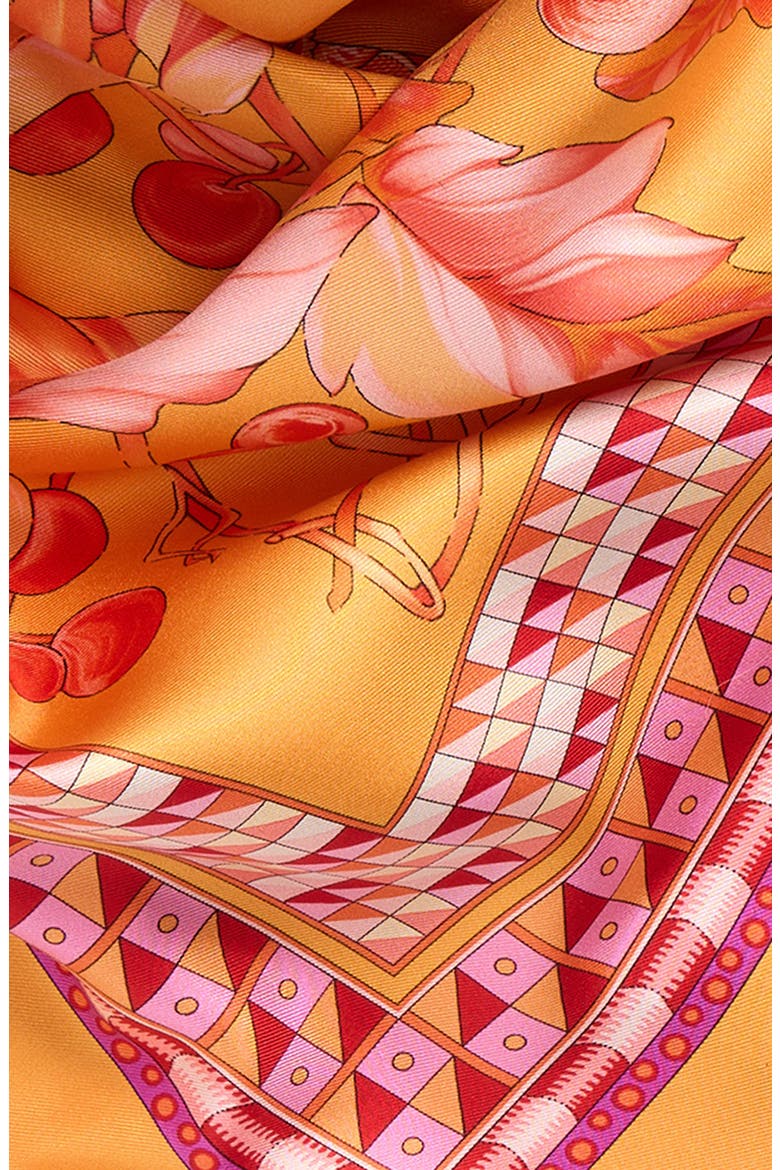 Animals Print Silk Square Scarf, Alternate, color, ARANCIO FUCSIA