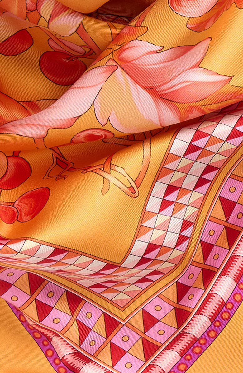 FERRAGAMO Animals Print Silk Square Scarf, Alternate, color, Arancio Fucsia
