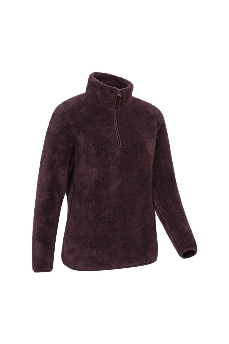 Teddy Fleece Quarter Zip Fleece Top, Alternate, color, Brown