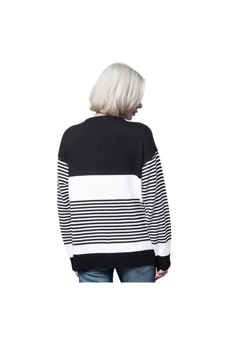 Women's Starter Black Philadelphia Eagles No Huddle Striped V-Neck Sweater, Alternate, color, Black