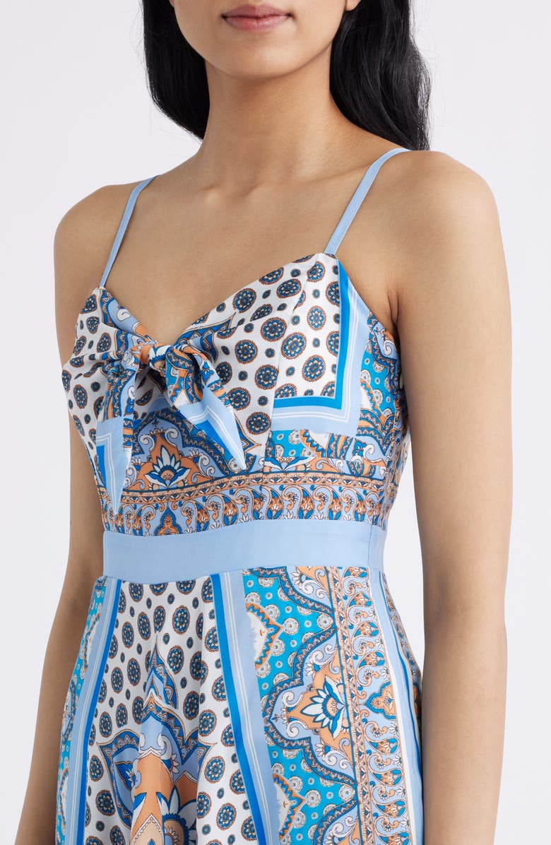 Eliza J Tie Front Maxi Sundress, Alternate, color, Blue Multi