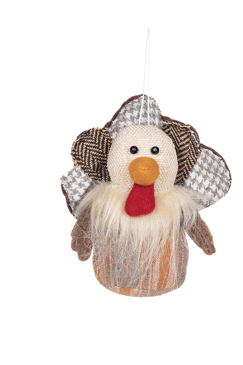 Fabric Turkey Ornament A/2, Alternate, color, Brown