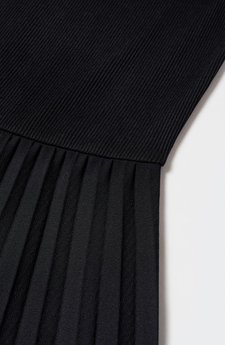 MANGO Ribbed Pleated Midi Dress, Alternate, color, 