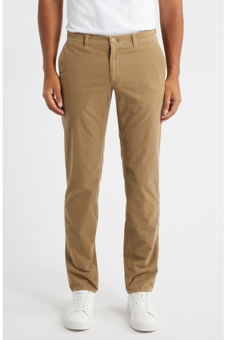 Fabio Flat Front Stretch Corduroy Pants, Main, color, CAMEL