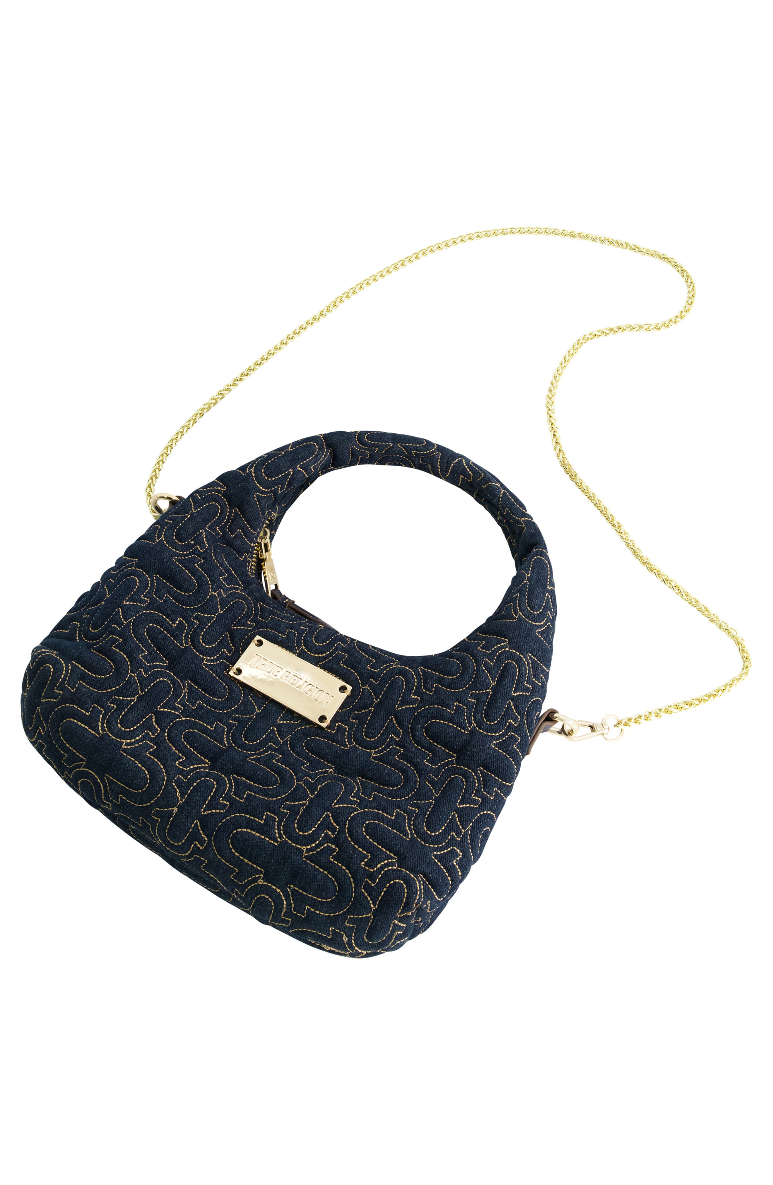 True Religion Quilted Hand Bag, Alternate, color, Denim