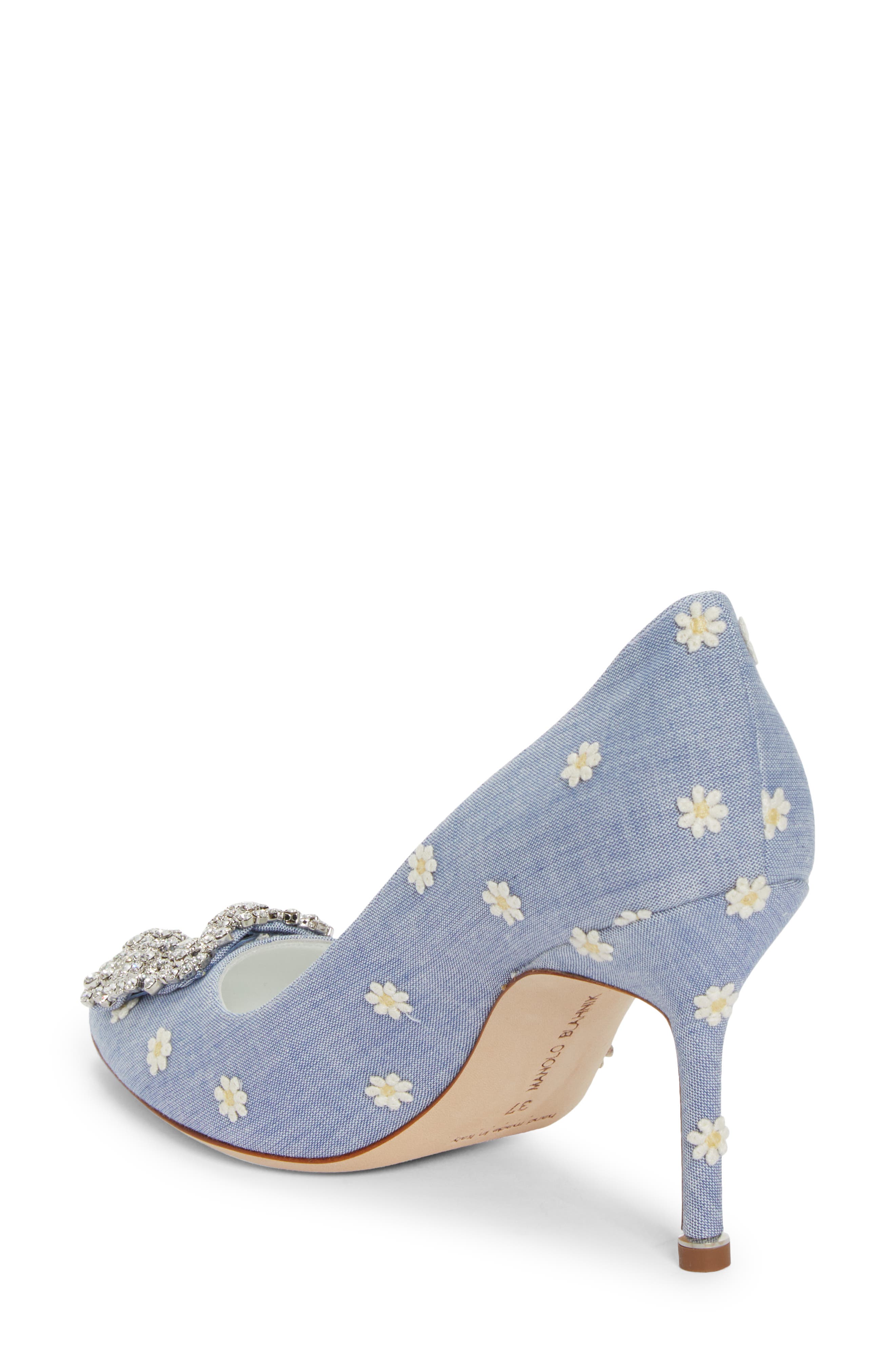 Manolo Blahnik Hangisi Crystal Buckle Pump, Alternate, color, Blue Multi