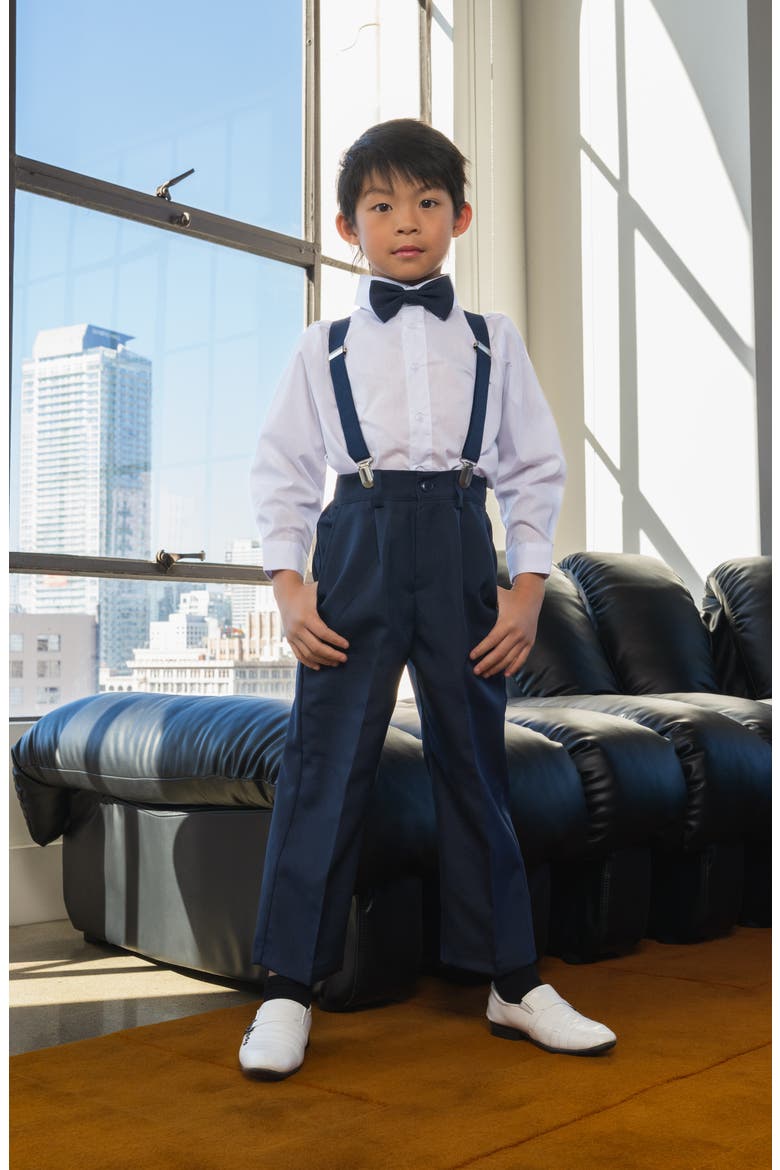 Kids' Barn Wedding 4-Piece Suspender Suit Set, Alternate, color, NAVY