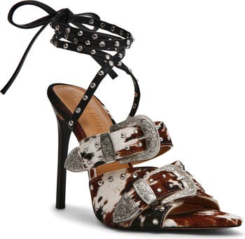 Saddle Embellished Ankle Strap Sandal