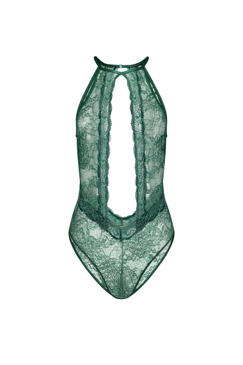 Mayella Bodysuit Lingerie, Alternate, color, Dark green