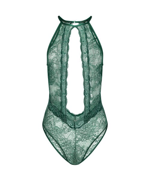 Shop Adore Me Mayella Bodysuit Lingerie In Dark Green