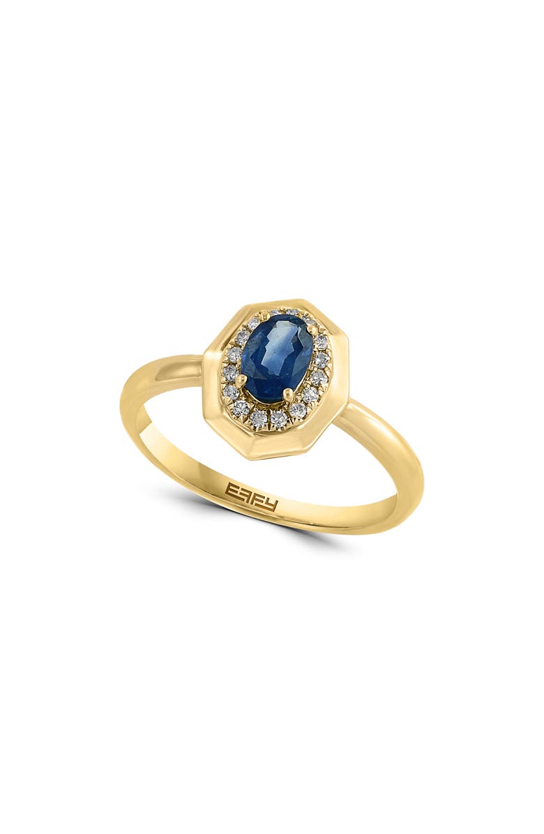 EFFY 14K Yellow Gold Sapphire & Pavé Diamond Ring, Main, color, 