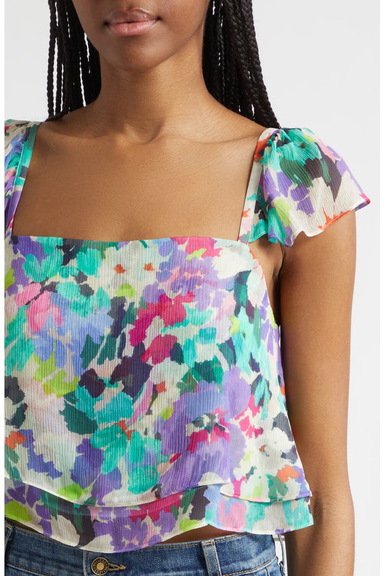 Emery Floral Silk Top, Alternate, color, CAPRI GARDEN