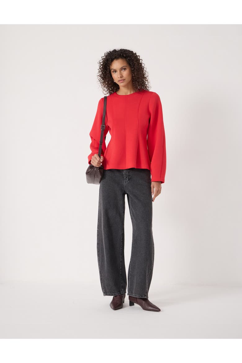 Seam Detail Smart Jersey Top, Alternate, color, Bright Red