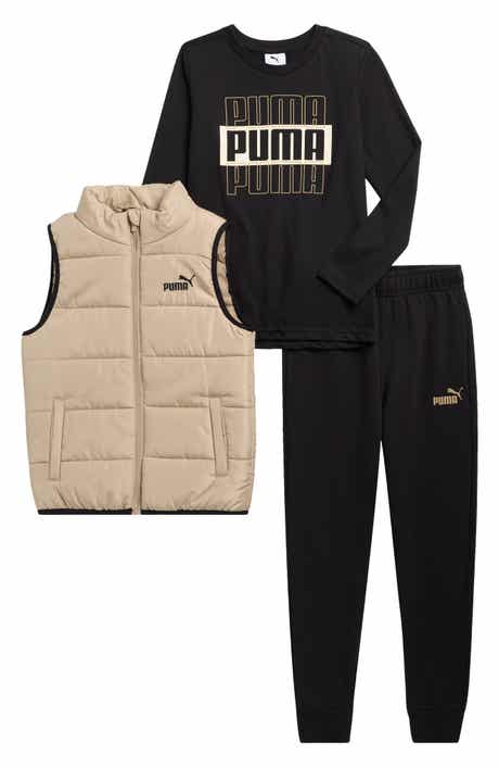 PUMA Kids' Woven Puffer Vest, Logo Jersey T-Shirt & Joggers Set