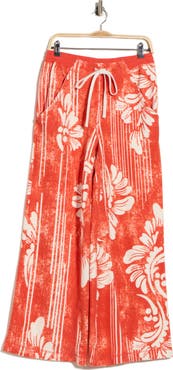 Free People One Above Floral Wide Leg Cotton Blend Pants