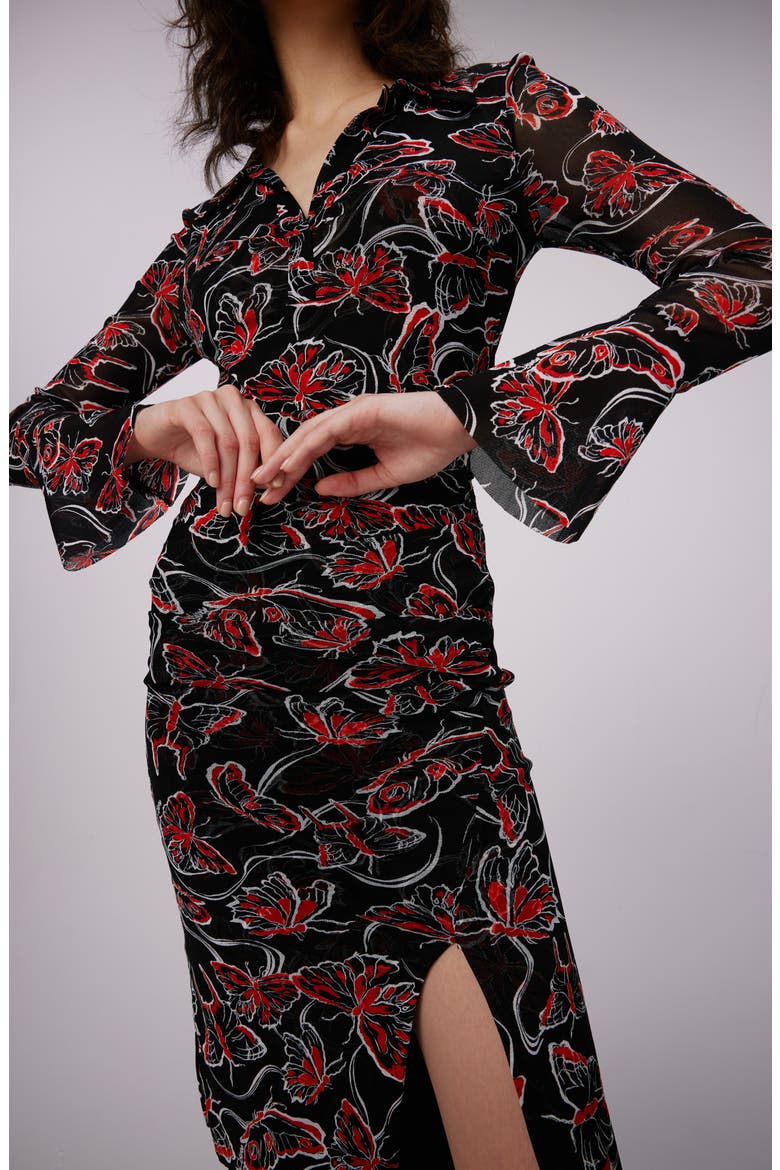 Lilly Butterfly Print Long Sleeve Mesh Dress, Alternate, color, FLUTTERFLY SM