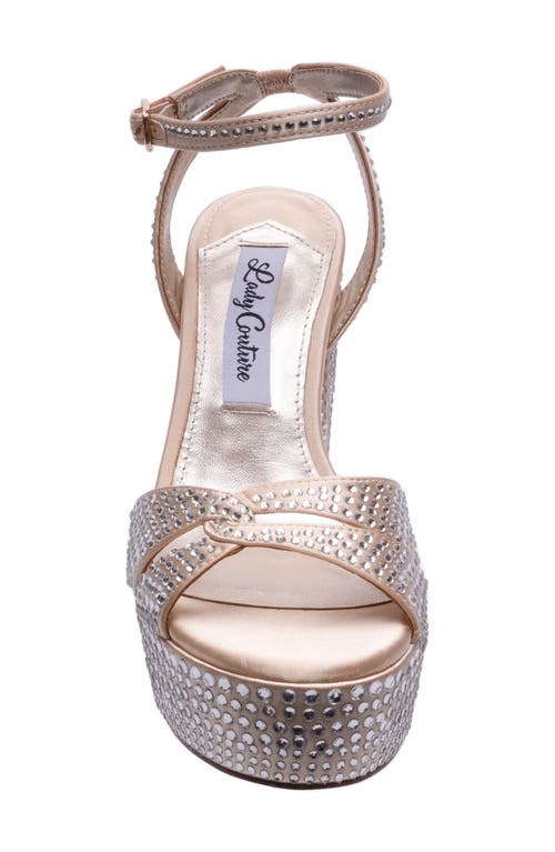 Lady Couture Rhinestone Platform Ankle Strap Sandal In Champagne