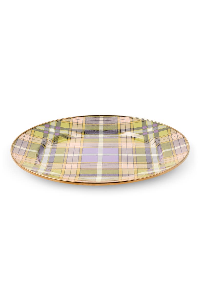 Tartan Violet Enameled Steel Charger Plate, Alternate, color, TARTAN VIOLET