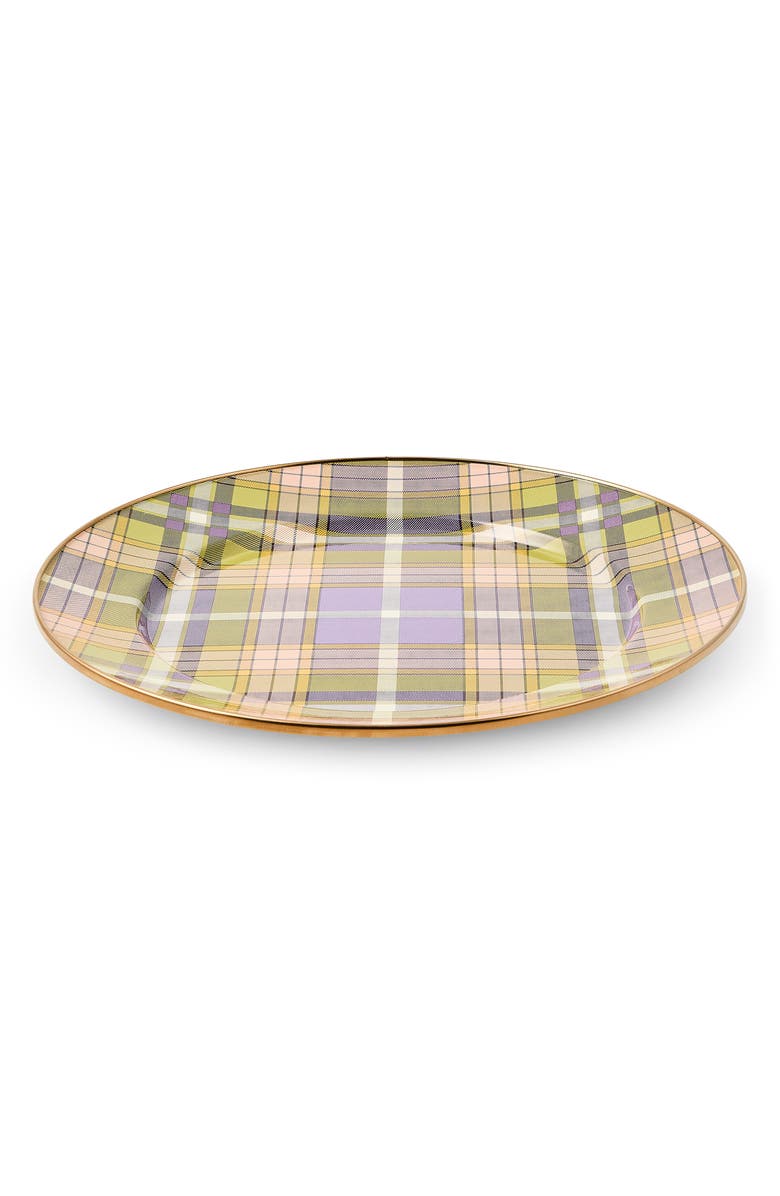 MACKENZIE CHILDS Tartan Violet Enameled Steel Charger Plate, Alternate, color, Tartan Violet