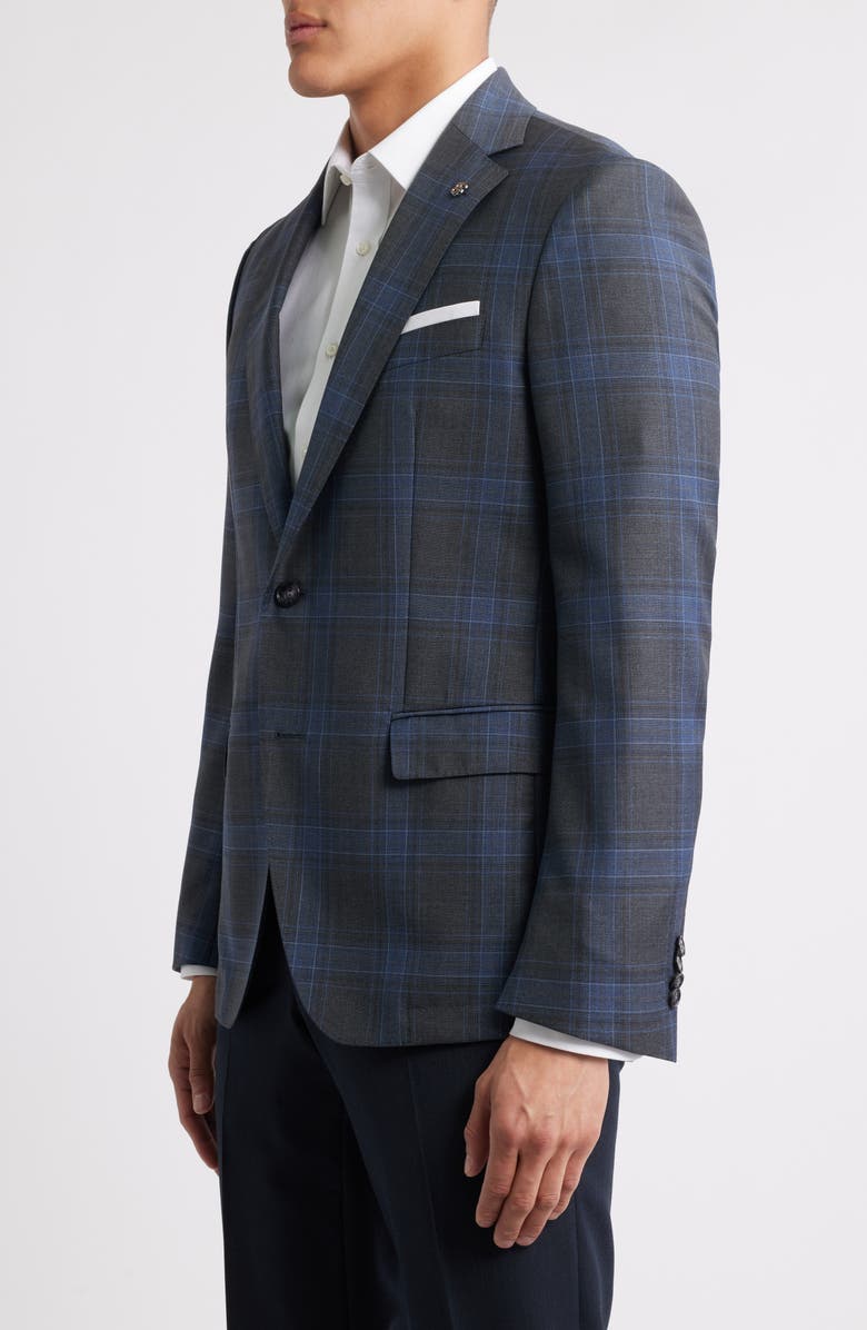 BOSS Hutson Check Virgin Wool Sport Coat, Alternate, color, Dark Blue