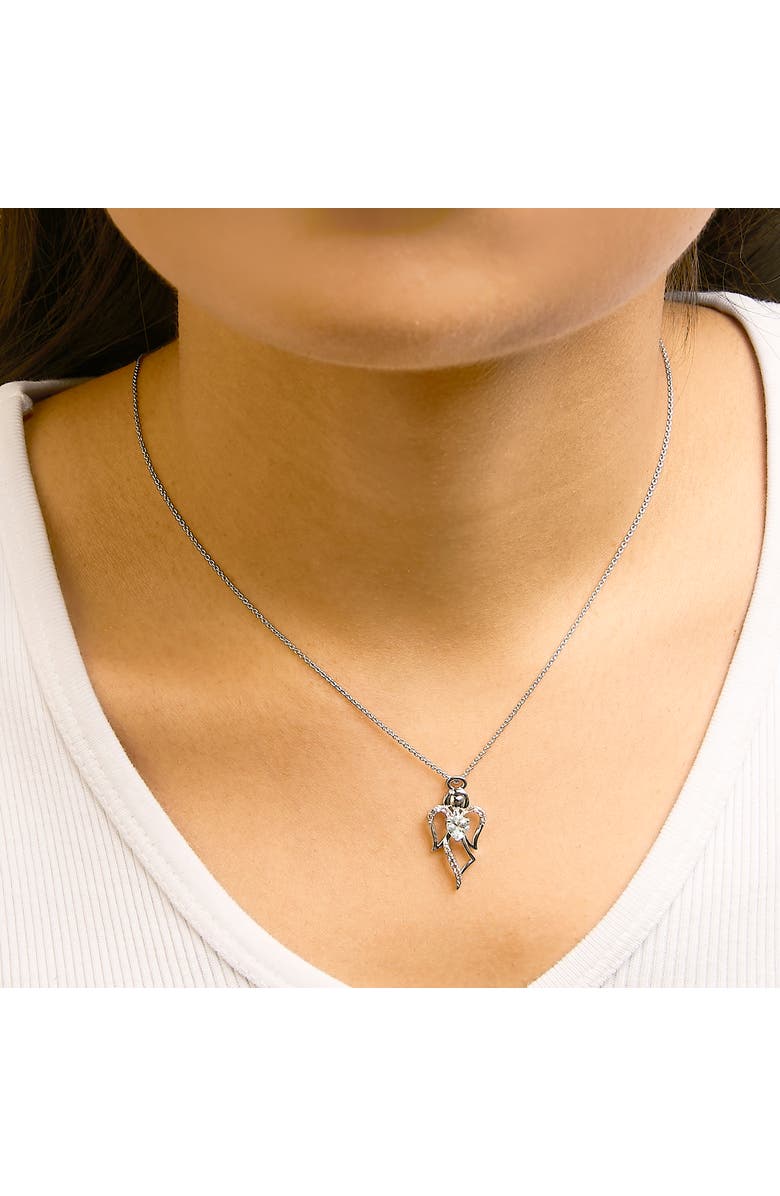 Haus of Brilliance .925 Sterling Silver Created Blue Topaz Angel Pendant Necklace, Alternate, color, White