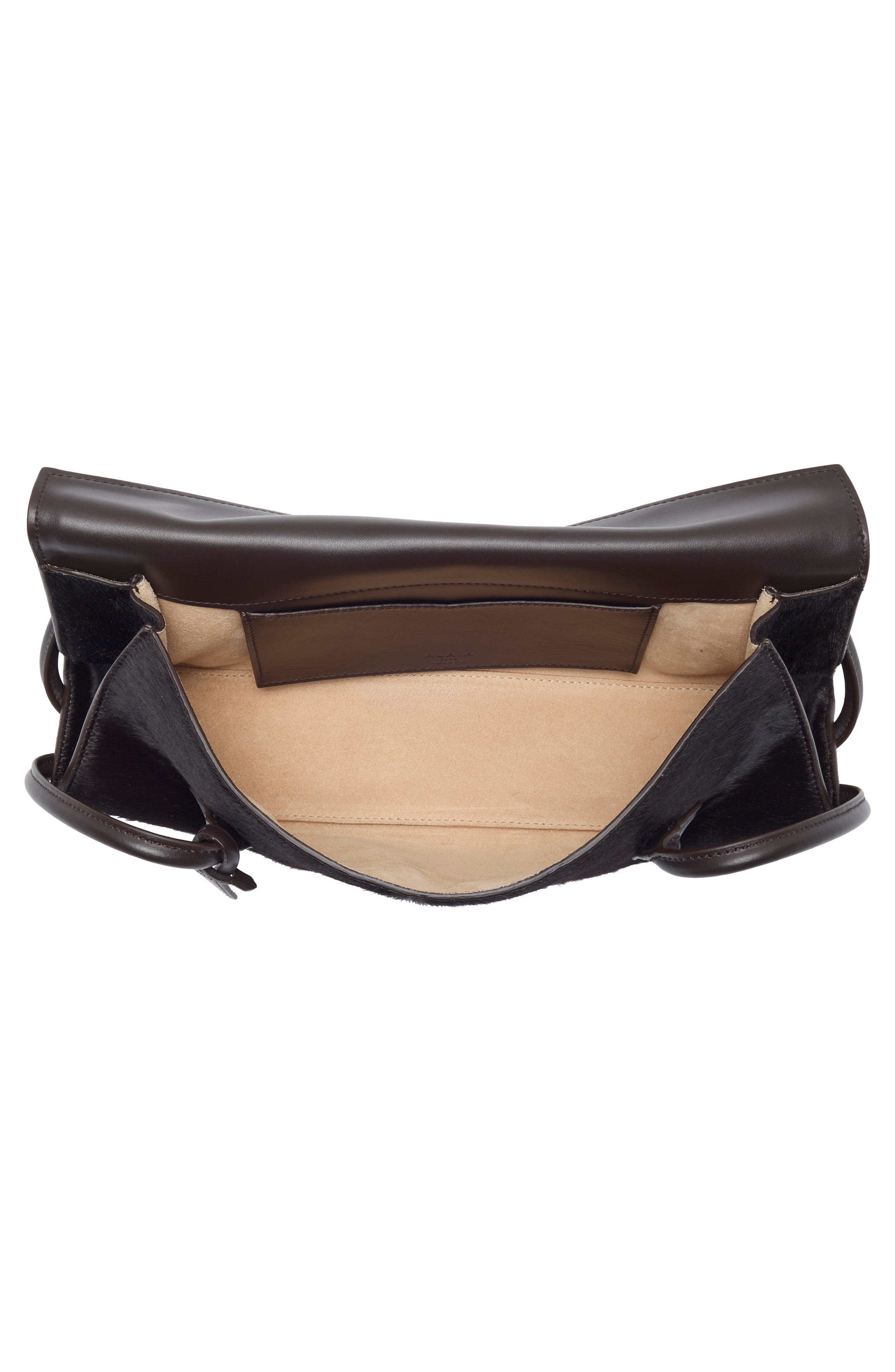 Medium Teckel Flap Calf Hair Shoulder Bag, Alternate, color, CHOCOLAT