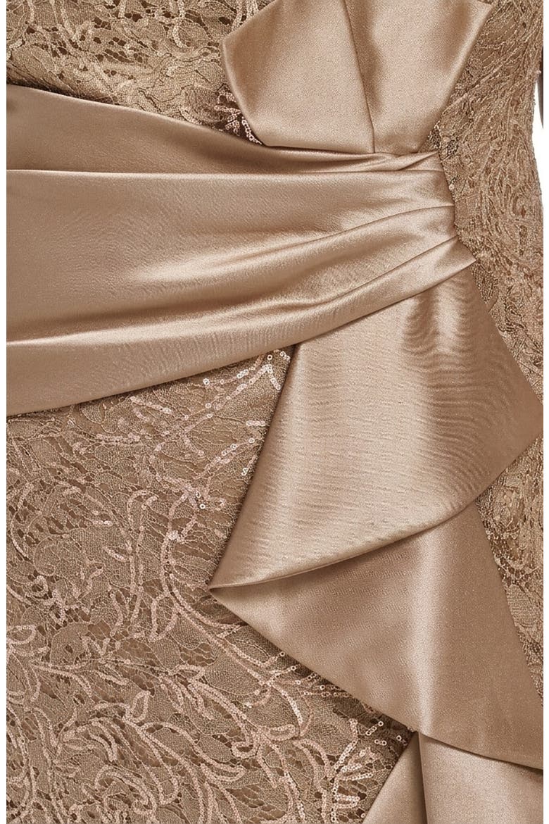 Sleeveless Sequin Ruffle Gown, Alternate, color, CHAMPAGNE