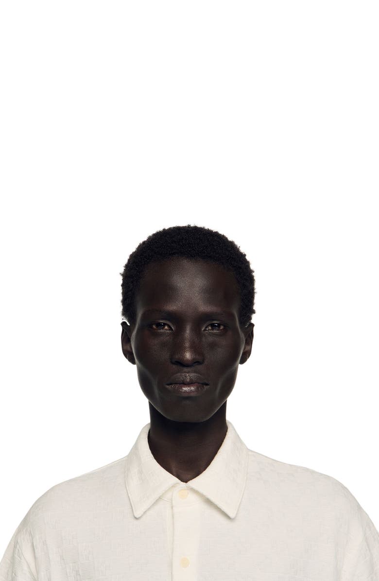 SANDRO Square Cross cotton jacquard shirt, Alternate, color, White