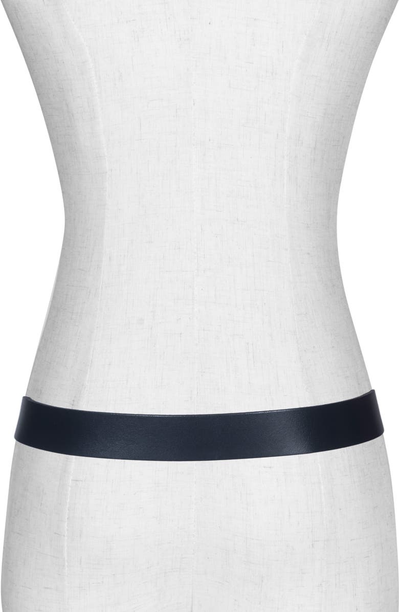 AllSaints Western Hex Leather Belt, Alternate, color, Black / Antique Brass