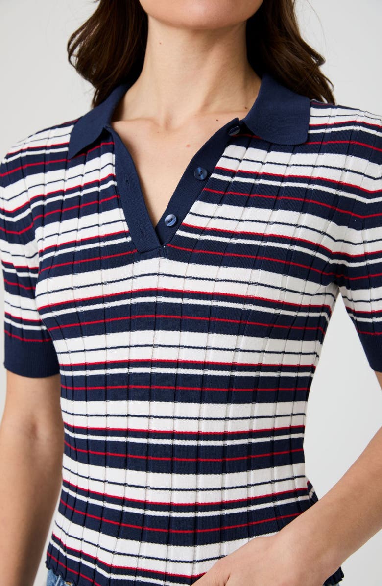 French Connection Stripe Rib Polo Shirt, Alternate, color, Multi Stripe