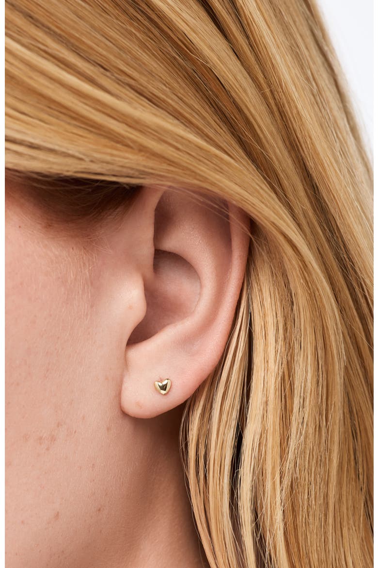Solid Yellow Gold - Heart Flatback Studs, Alternate, color, Gold