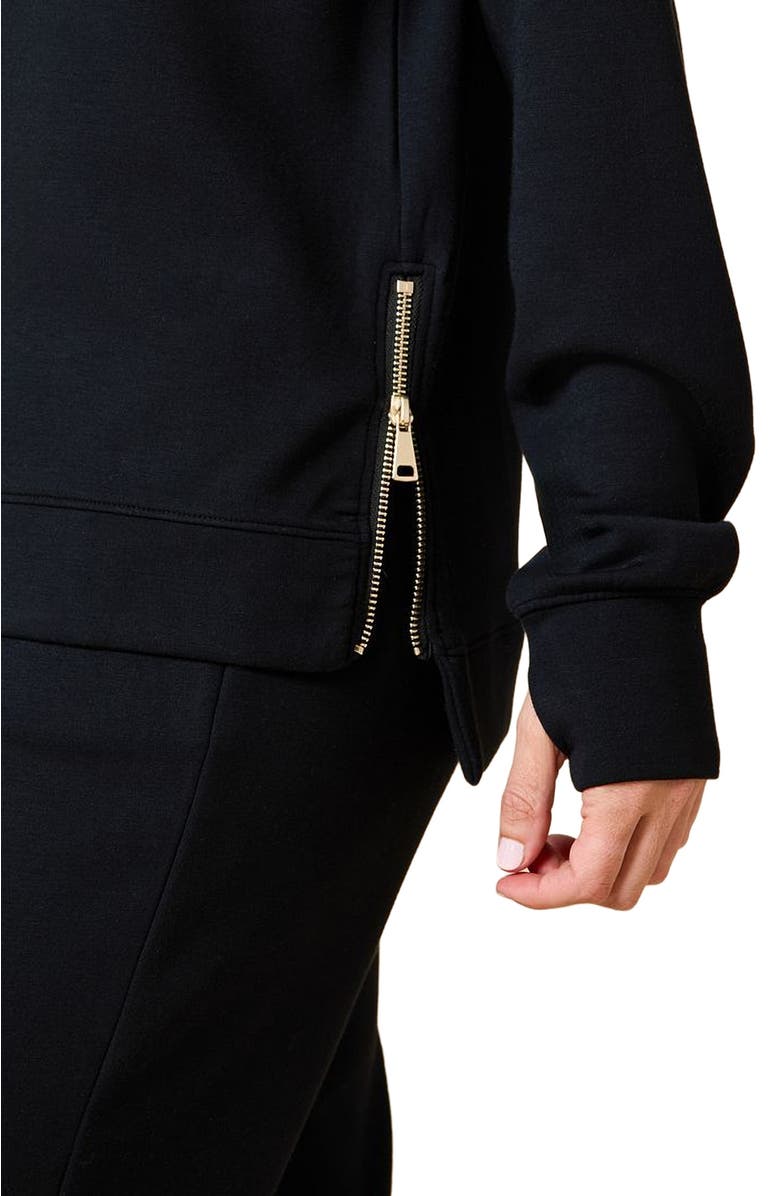 Softies Athleisure Crewneck and Crop Pant Set, Alternate, color, Black