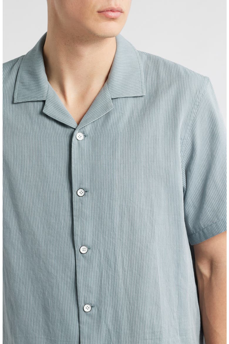 Avery Cotton Gauze Camp Shirt, Alternate, color, STONE BLUE STRIPE