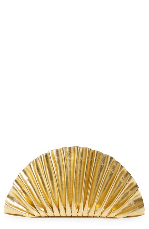 Mini Nala Metallic Leather Fan Clutch