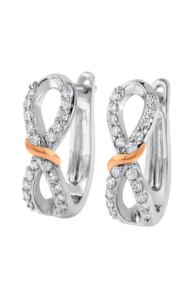 Haus of Brilliance 10K White and Rose Gold 1/3 Ct Diamond Infinite and Ribbon Hoop Earrings, Alternate, color, White