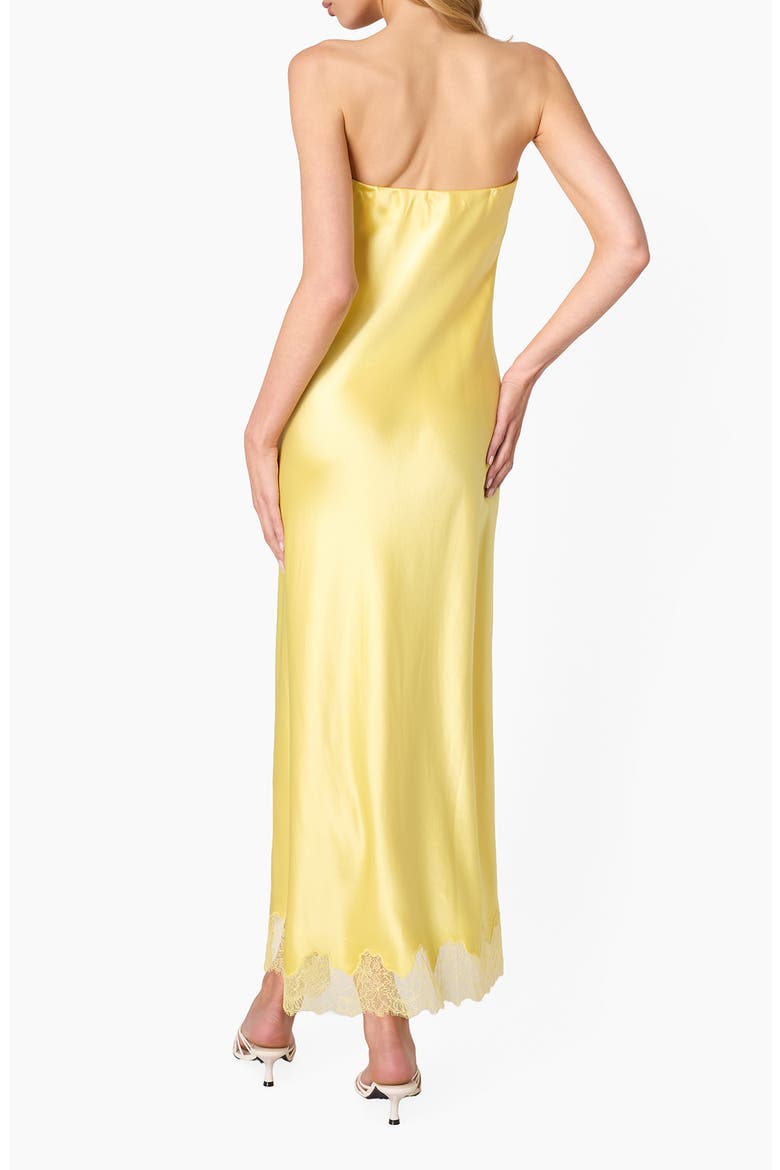 Alexandria Strapless Lace Hem Midi Dress, Alternate, color, CUSTARD