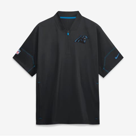 Men's Nike Black Carolina Panthers Sideline Short Sleeve Quarter-Zip Coaches Jacket