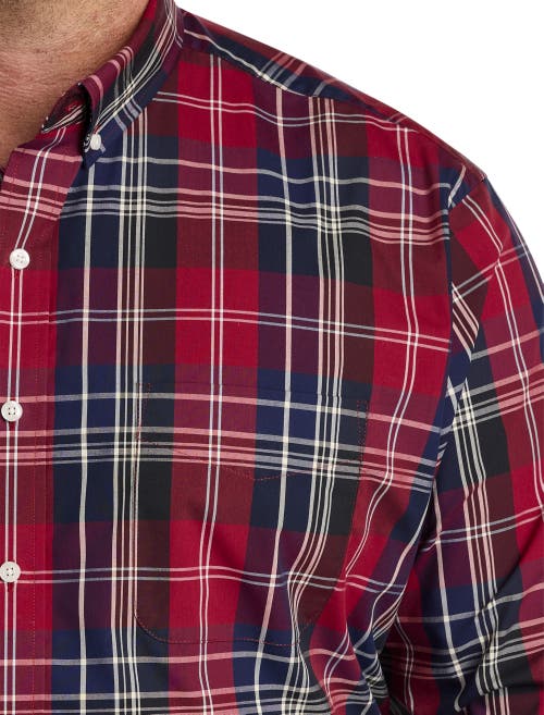 Oak Hill By Dxl Big & Tall Large Plaid Sport Shirt In Red