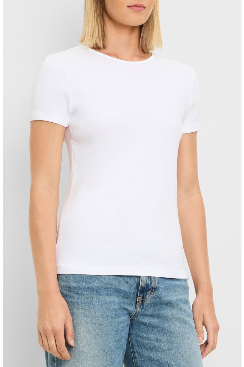 Haley Fine Binded Cotton T-Shirt, Alternate, color, WHITE